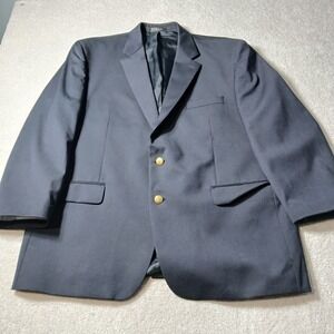 Franco Tassi Men 48R Blazer 100% WOOL Dress Coat Sport Jacket Navy/Dark Blue Vtg